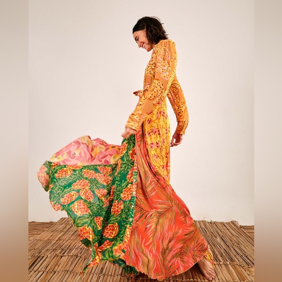 NWOT FARM Rio Mixed Prints Maxi Chemise Dress XL - Picture 3 of 16